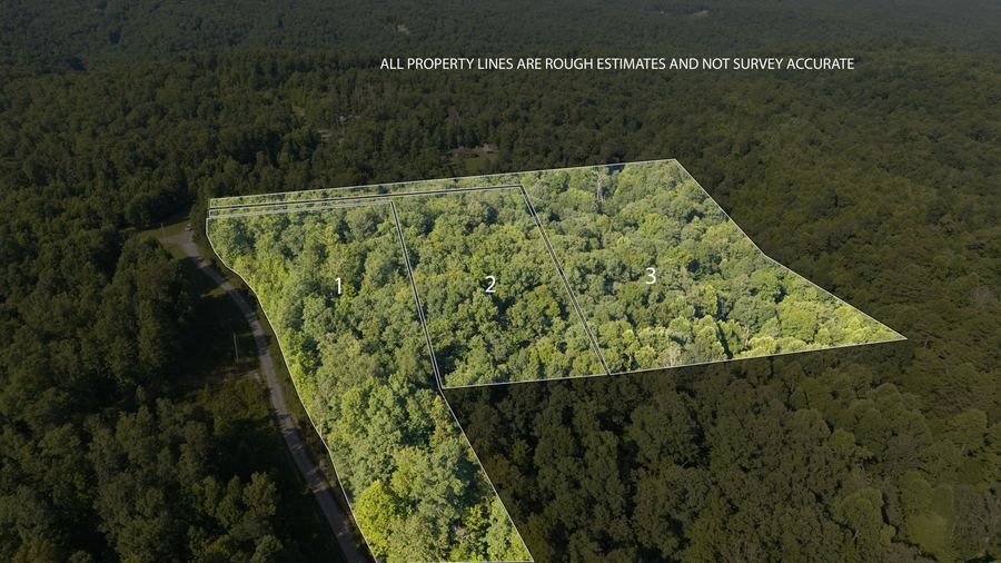 Aerial property map with lot lines